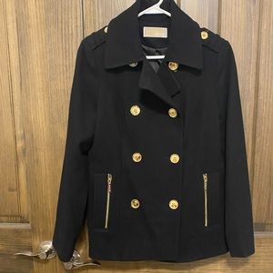 Michael Kors black pea coat Large NWOT